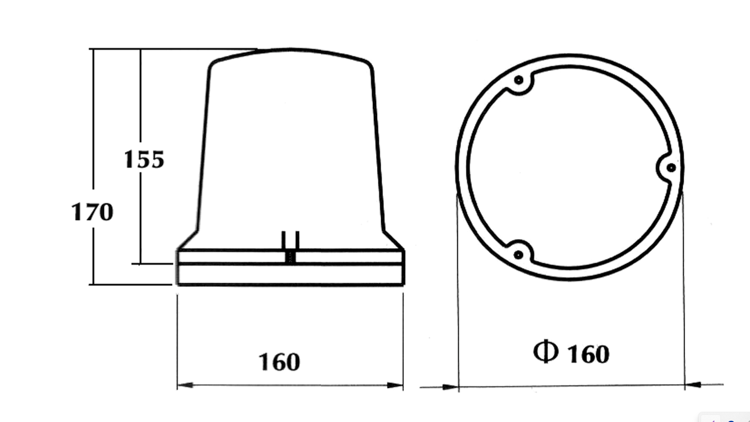 ΠΕΡΙΣΤΡΟΦΙΚΟΣ ΦΑΡΟΣ ΠΟΡΤΟΚΑΛΙ 24V DASTERI 400 ΕΠΙΠΕΔΗ ΒΑΣΗ Φ-160