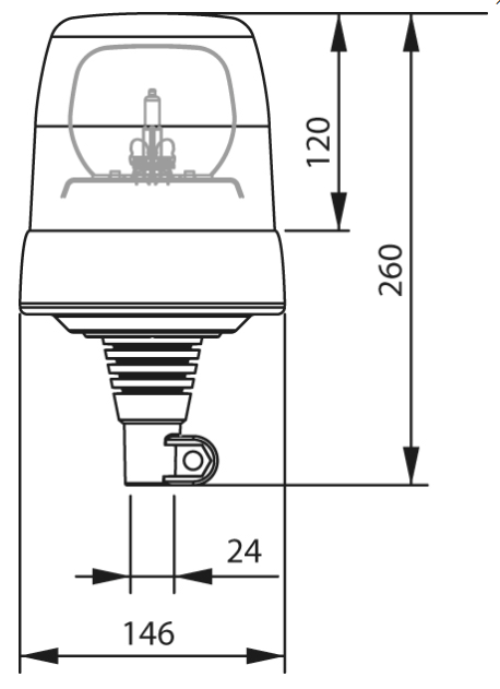 ΠΕΡΙΣΤΡΟΦΙΚΟΣ ΦΑΡΟΣ DASTERI 461 12-24V ΜΕ ΒΡΑΧΙΟΝΑ ΠΟΡΤΟΚΑΛΙ