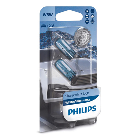 ΛΑΜΠΑ PHILIPS 12V 5W T10 White Vision ultra 12961WVUB2