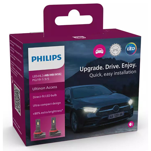 ΛΑΜΠΑ ΣΕΤ PHILIPS LED H8 H9 H16 12V ΟΜΙΧΛΗΣ Ultinon Access 2500 11366U2500CX
